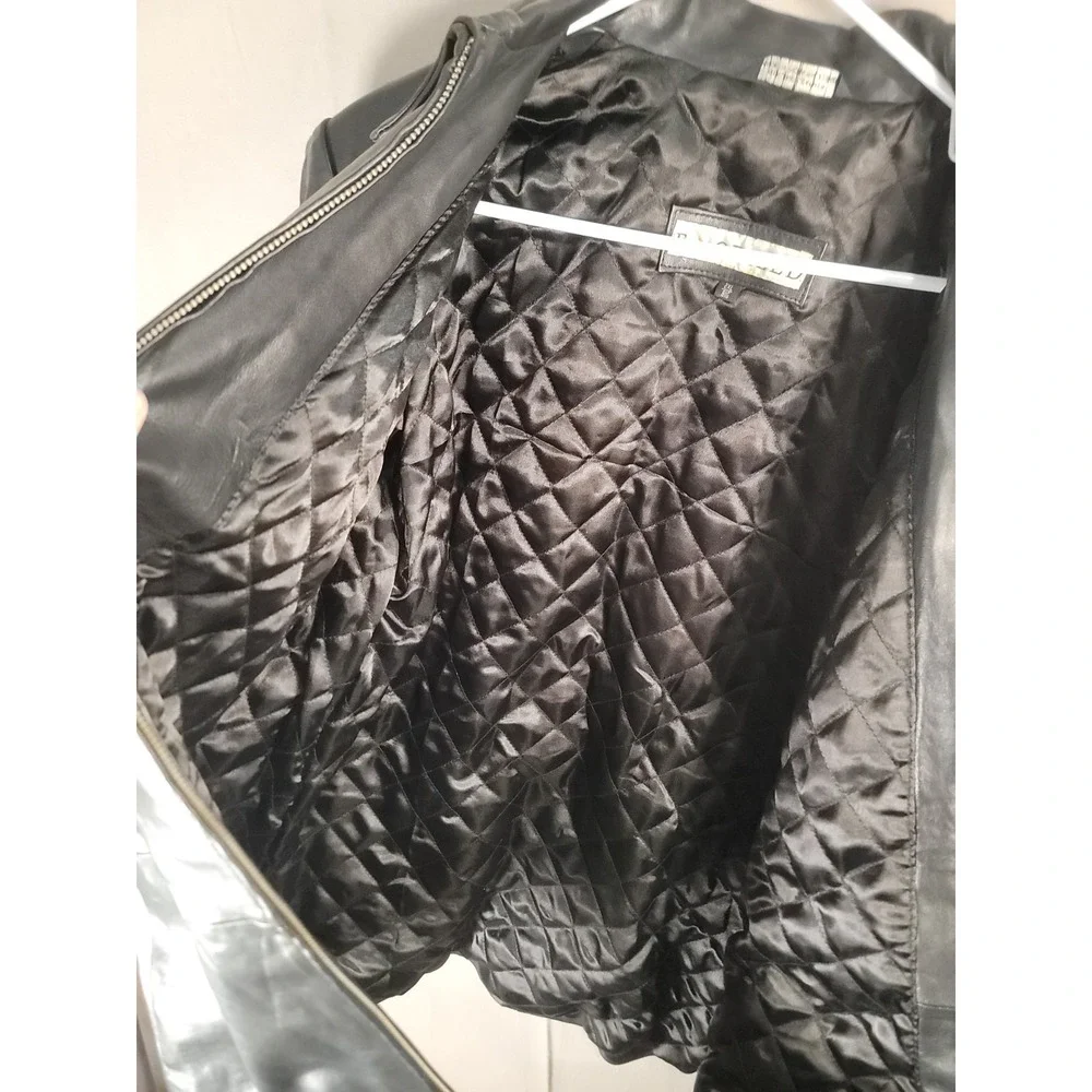 Excelled Leather Jacket Mens 2XL Big Black Genuine Leather Quilted Coat Full Zip